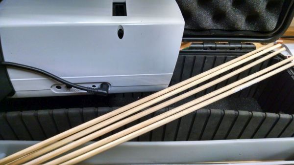 Chronograph screen rods replaced with wood dowels